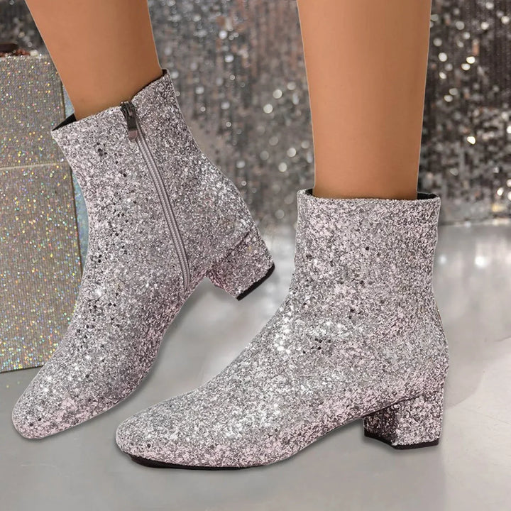 Drune | Modische Stiefelette mit Blockabsatz und Seitlichem Reißverschluss