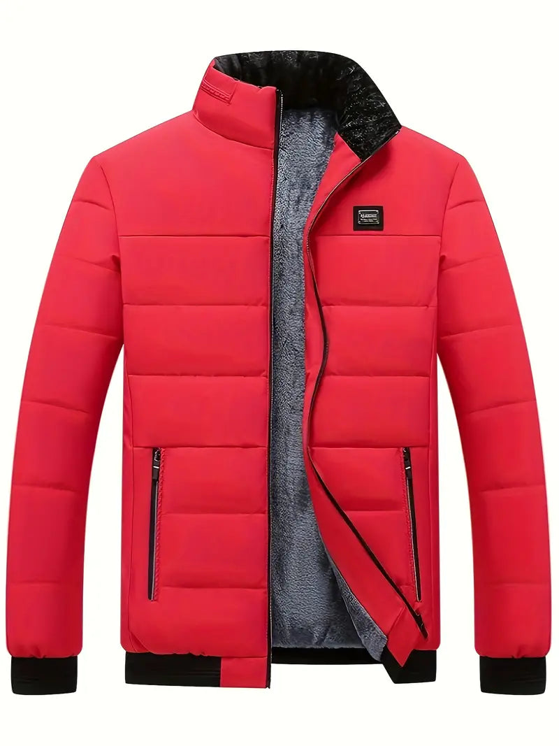 Drune | modische Jacke für Herren mit Stehkragen - dicker und warmer Wintermantel mit Samtfutter