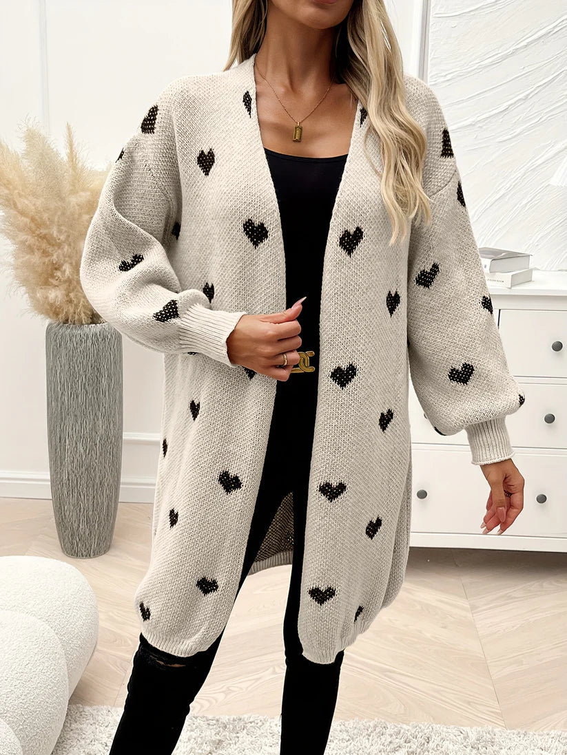 Drune | Herzmuster Wolle Strickcardigan für Damen - Perfekt für den Alltag