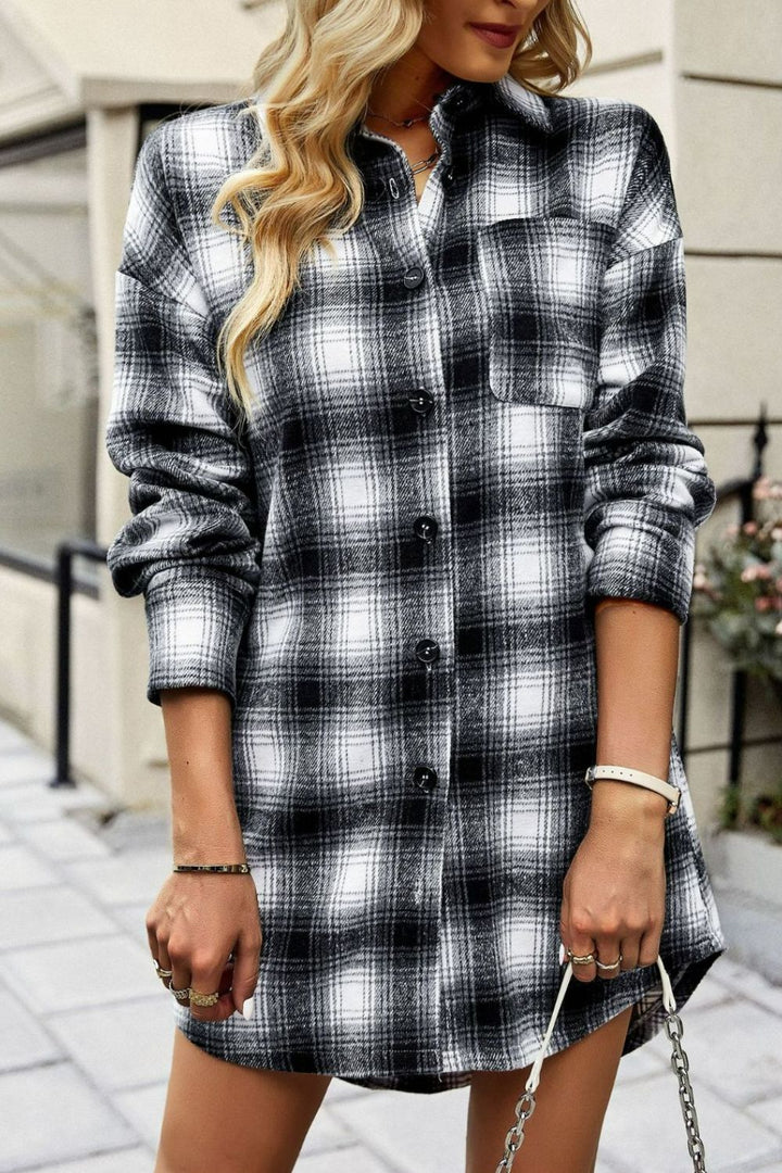 Drune | Karierte Kurze Hemdjacke mit abgerundetem Saum