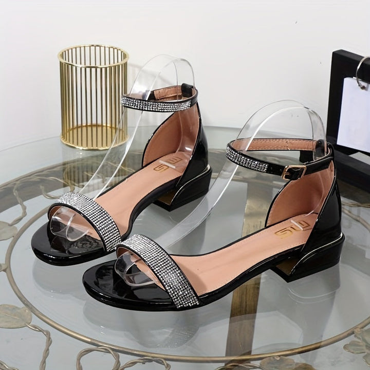 Drune | Glänzende Flache Sandalen für Frauen Kristall Schuhe Sommer