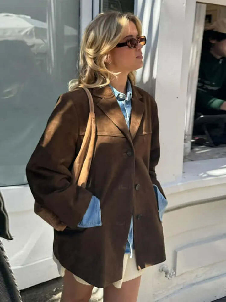 Drune | Wildlederjacke Klassische Braune Jacke