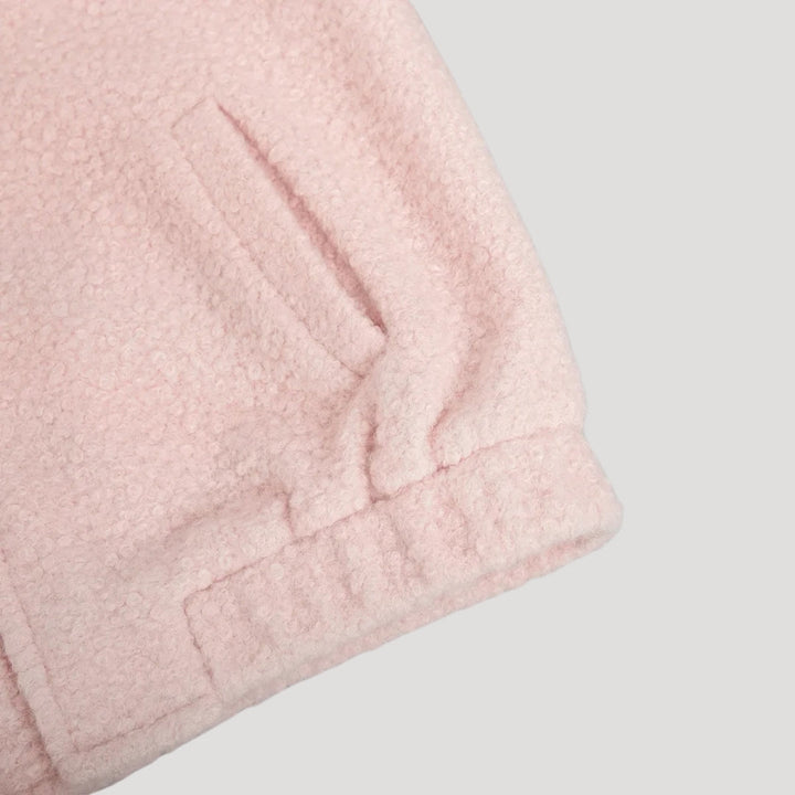 Drune | Damen Boucle Teddy Bomber Jacke pink mit Reißverschluss