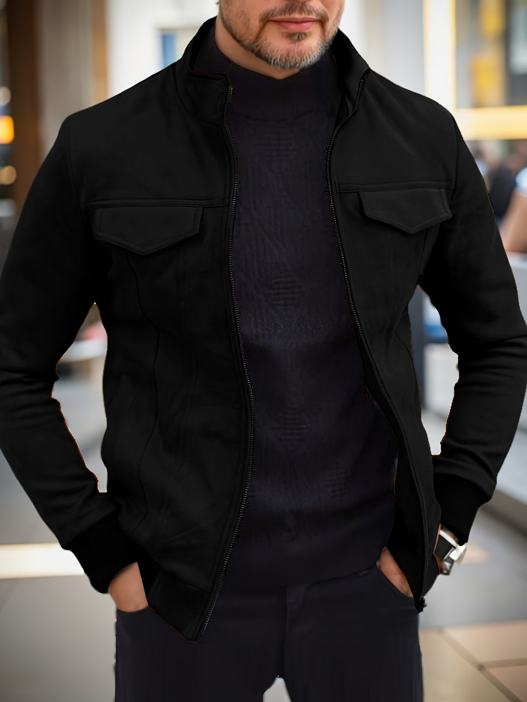 Drune |  Einfarbige Warme Fleece Bedruckte Winterjacke Für Herren - Ideal für Winter