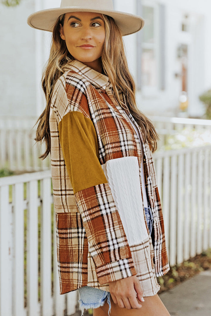 Drune | Gitterhemde mit Patchwork-details Baumwollmischung Perfekt Für Layering