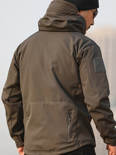 Drune | Fleece-Softshell-Kapuzenjacke Mit Reißverschlusstaschen Für Herren - Perfekt für Outdoor-Aktivitäten