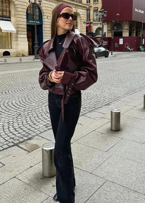 Drune | Revers Kunstlederjacke