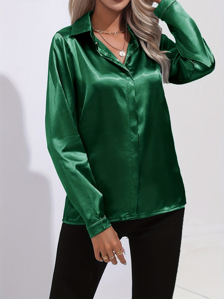 Drune | Schicke Herbst Elegante Satin Bluse für Frauen