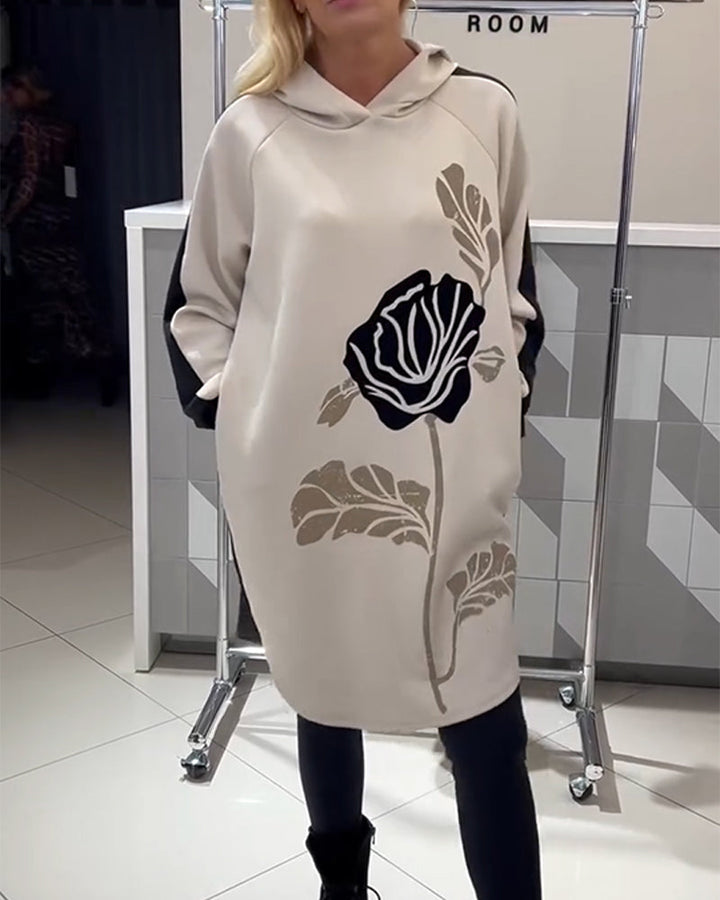 Drune | Kapuze Colorblocking Blumenprint