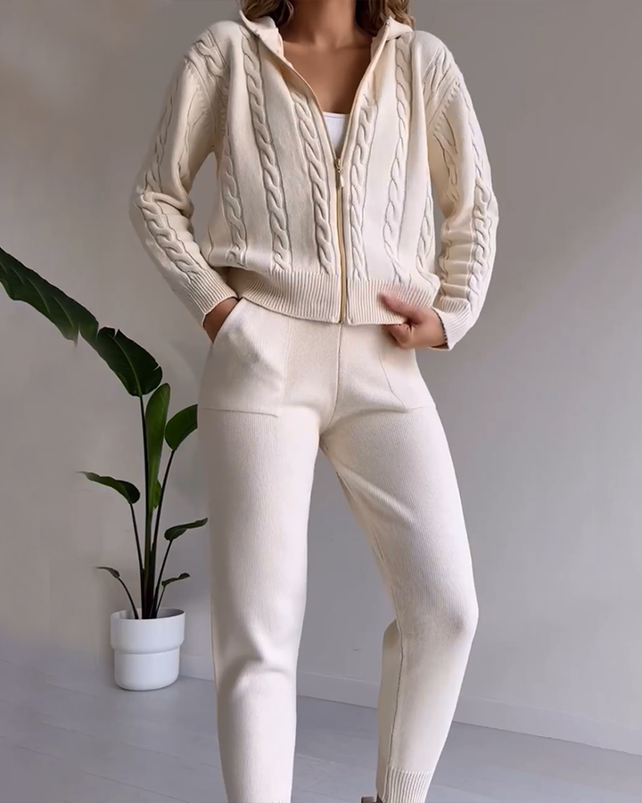 Drune | Casual jacquard cardigan set with twist design