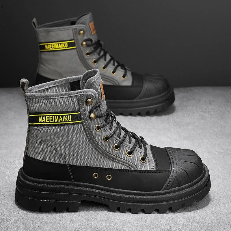 Drune | Herren lässige sportliche Canvas Stiefel mit dicker Sohle
