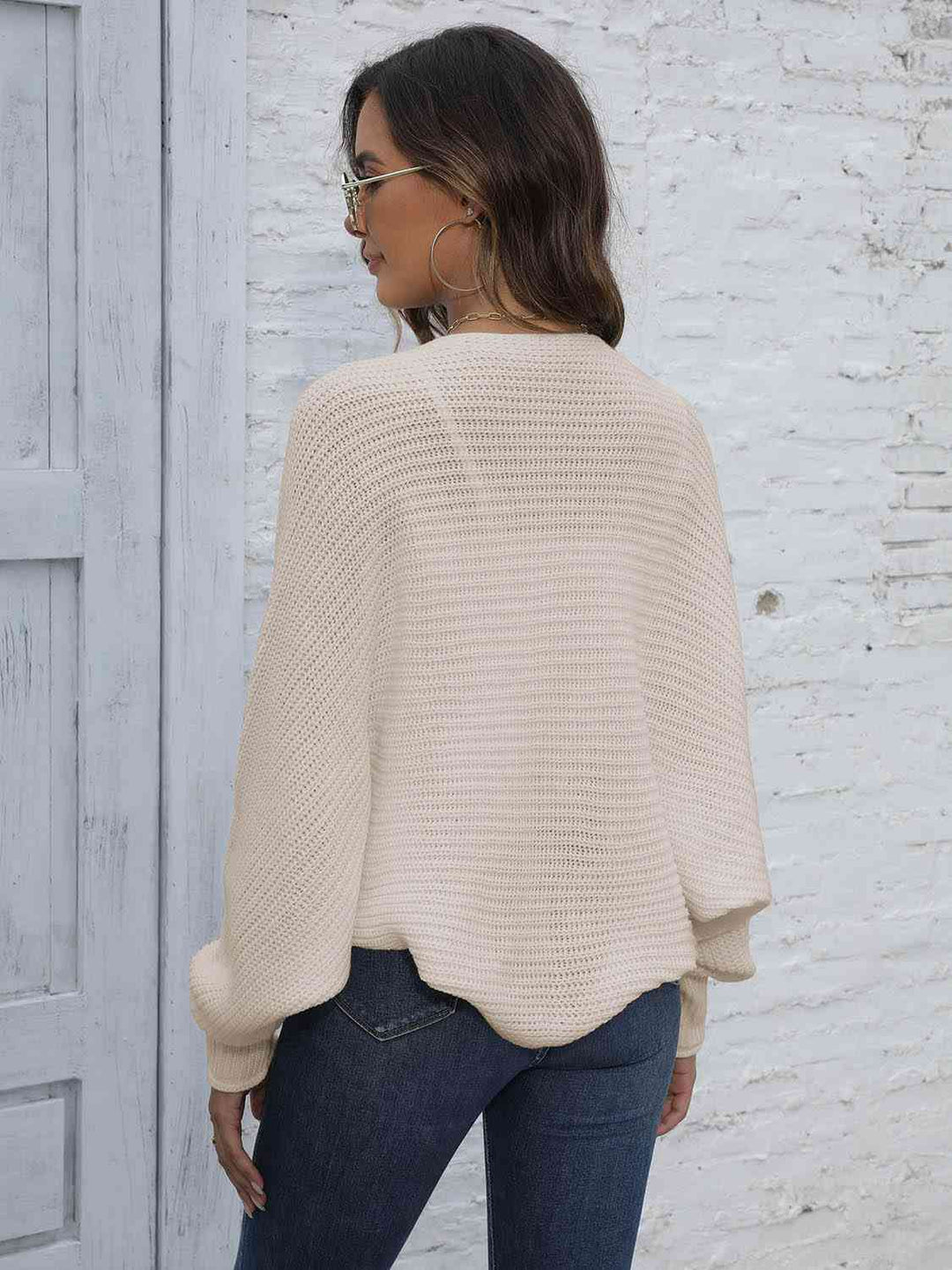 Drune | Bat Sleeve Offene Front Kurze Strickjacke
