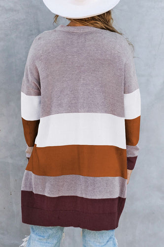 Drune | Farbblock Offene Front Rippbündchen Cardigan mit Taschen