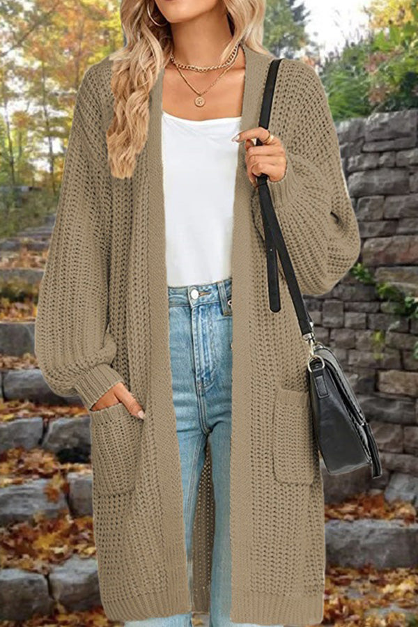 Drune | Länge Locker Oversized Doppelte Tasche Cardigan Sweater Jacke