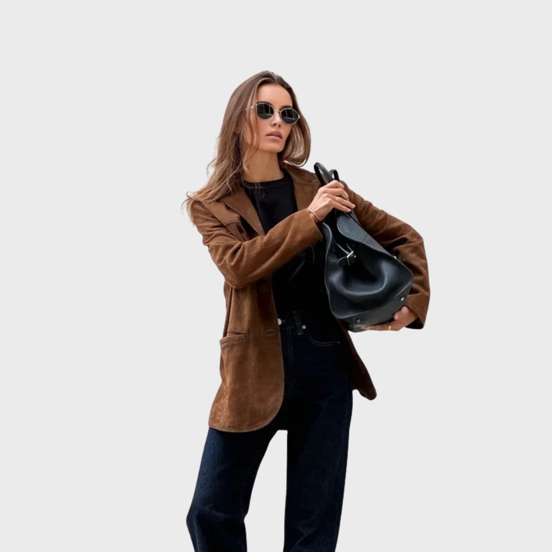 Drune | Elegante und warme Jacke mit braunem Wildlederrevers