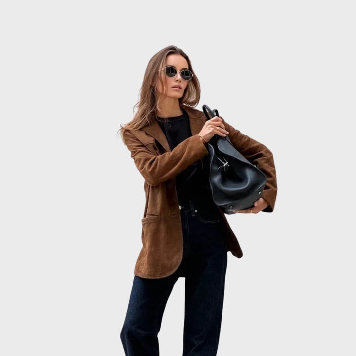 Drune | Elegante und warme Jacke mit braunem Wildlederrevers