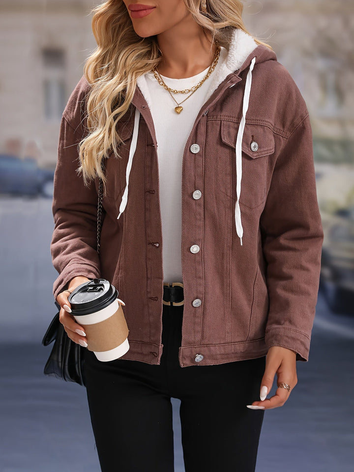 Drune | Elegante braune Fleece-Hoodie-Jacke