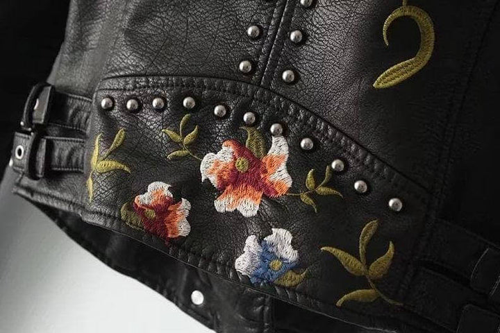 Drune | Damen Blumen PU Lederjacke