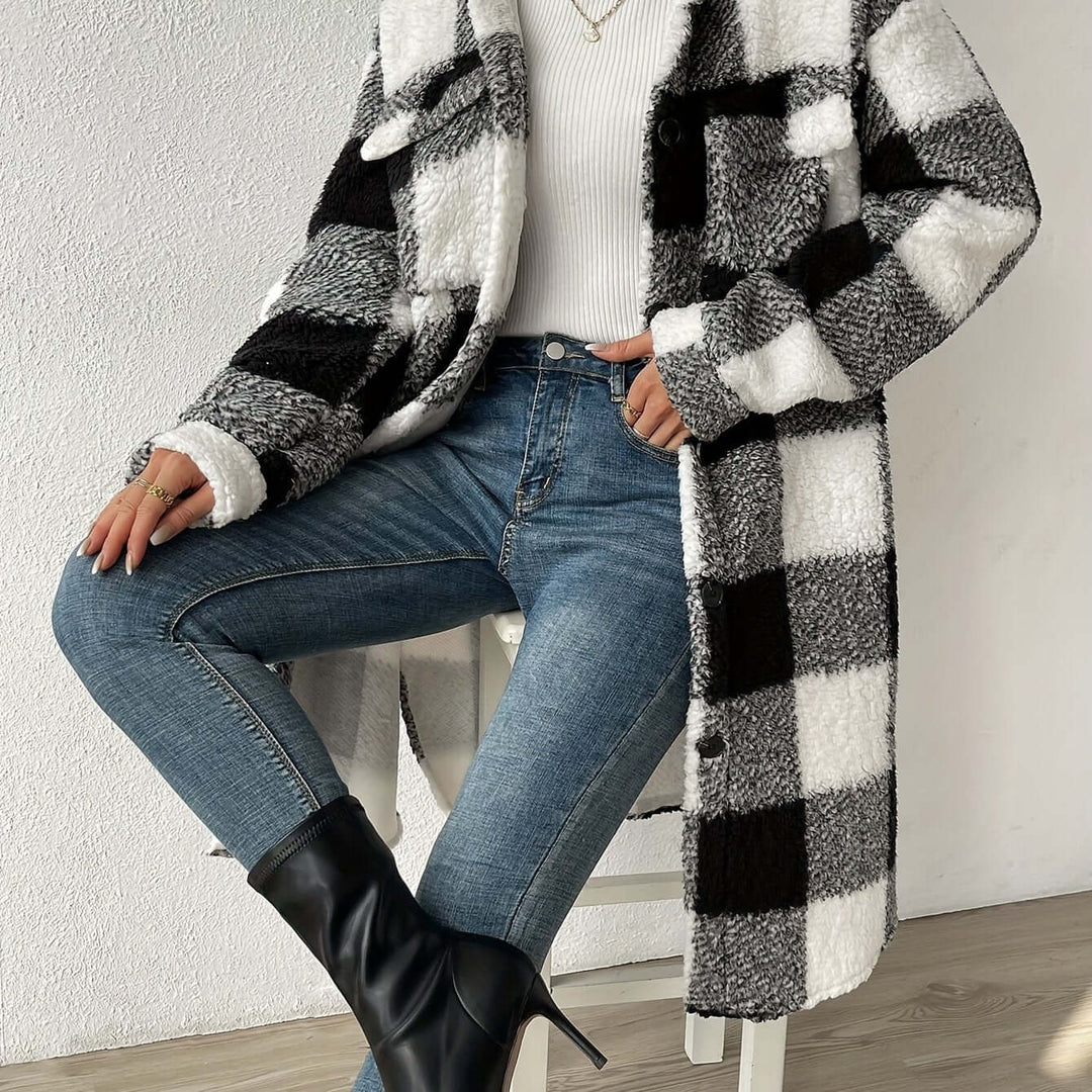 Drune | Damen Karierter Langarmmantel