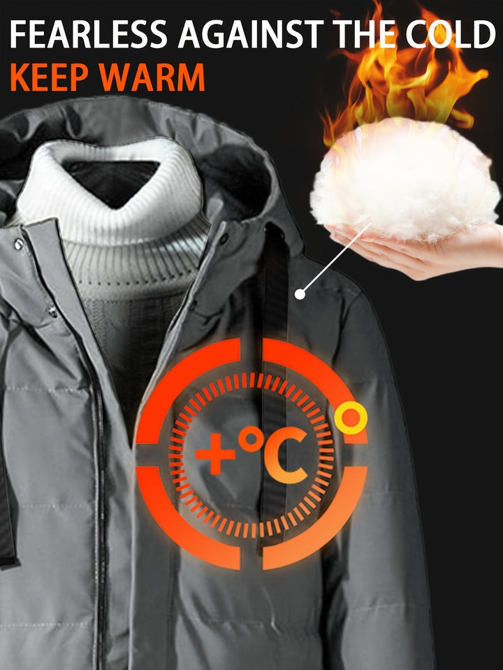 Drune | Winddichte Mittellange Reißverschluss Kapuzen Winterjacke - Ideal für Winter