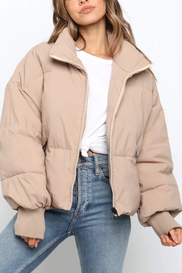 Drune | Kragen Reißverschluss Tasche Dick Warm Baumwolljacke