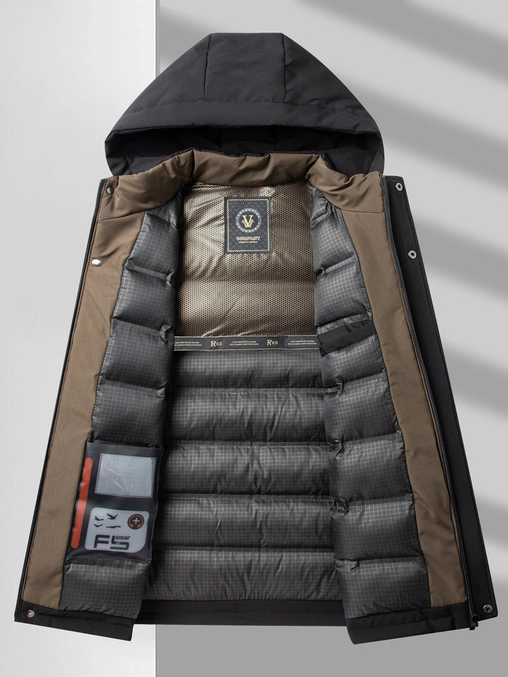 Drune | Kapuzen Lange Ärmel Reißverschluss Gepolsterte Winter Jacke Für Herren - Perfekt für Outdoor-Aktivitäten