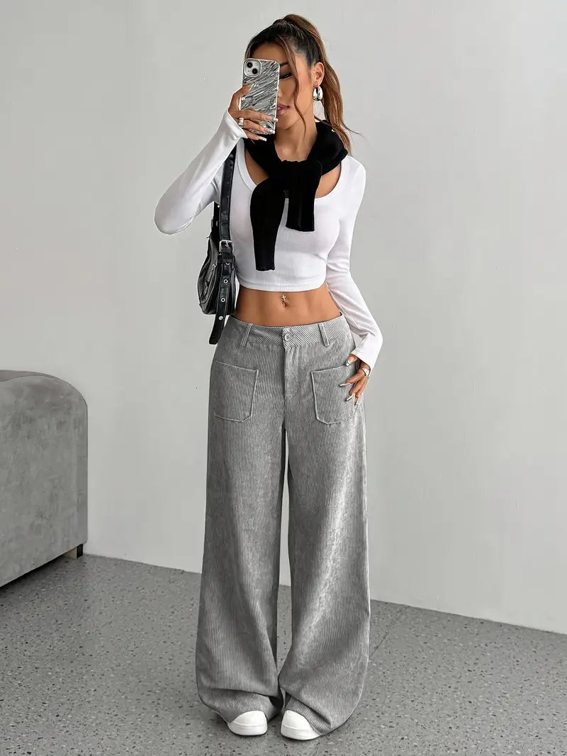 Drune | Cordhose Mit Weitem Bein Für Frauen