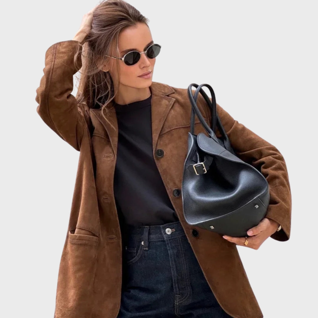 Drune | Elegante und warme Jacke mit braunem Wildlederrevers