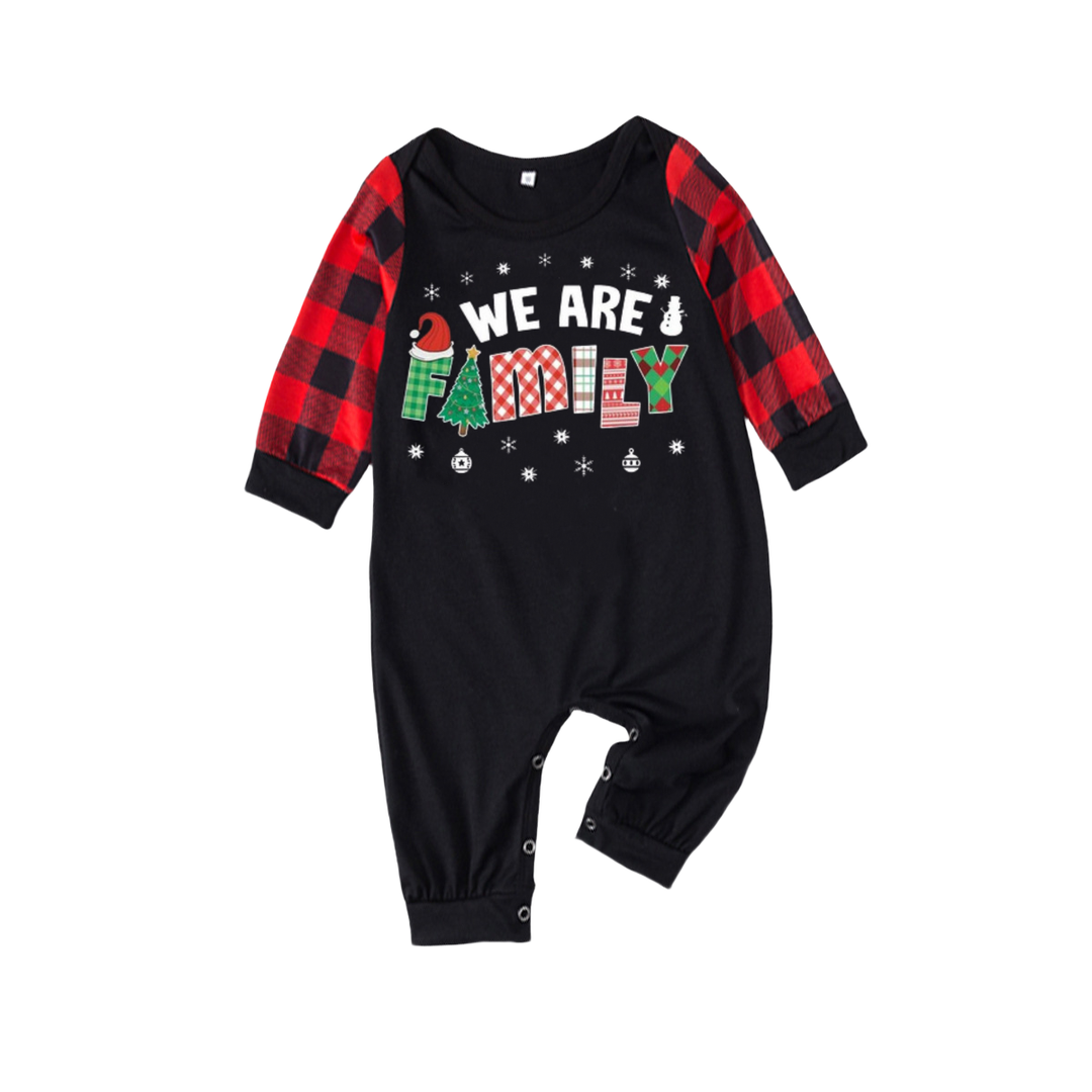 Drune | "Wir sind Familie" Print Schwarz & Rot Karo Weihnachten Passende Pyjamas
