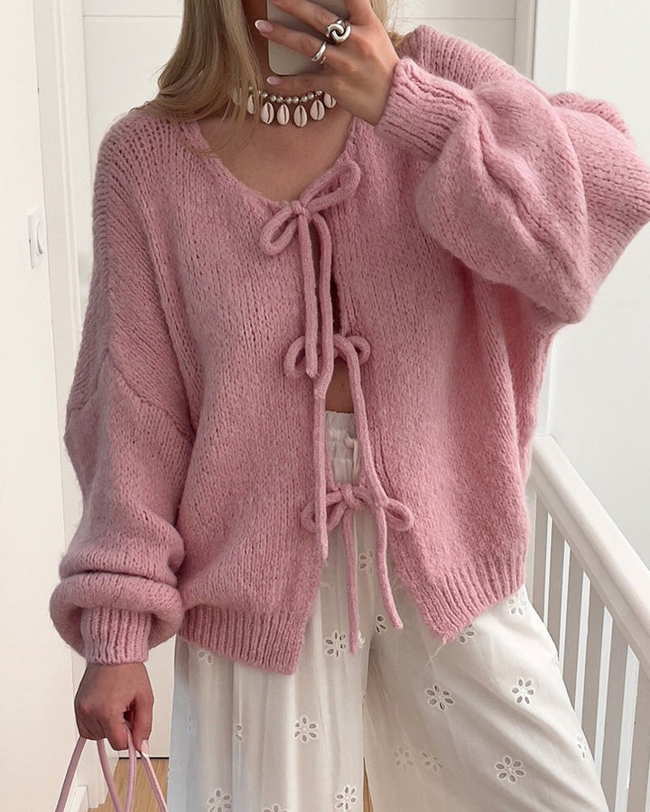 Drune | Strickjacke mit Schnürung Im Lazy Stil