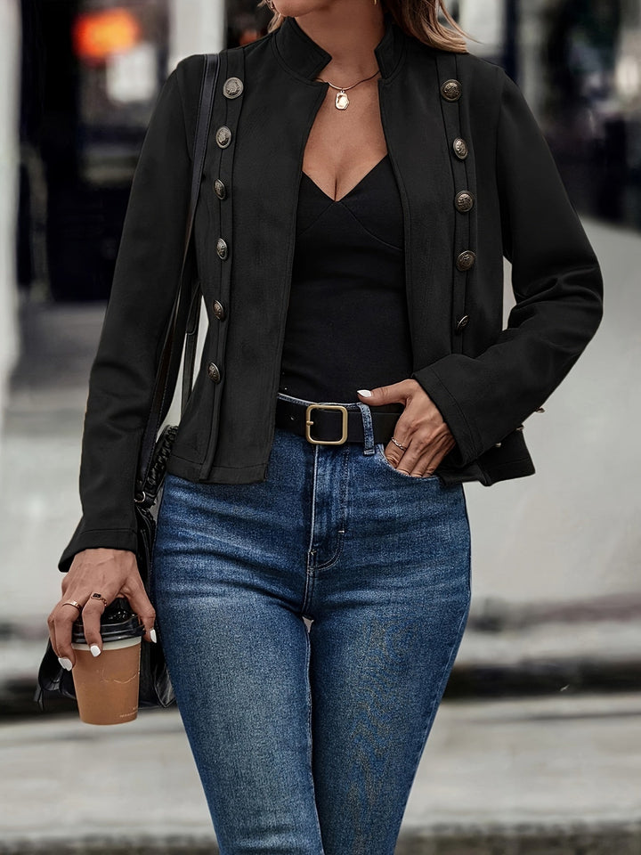 Drune | Militärisch Inspirierte Blazer mit Knopfdetails Polyester Stilvoll und Scharf