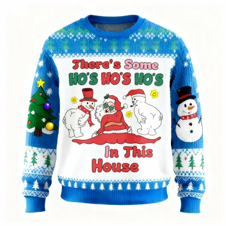 Drune | Festlicher Weihnachtsmann & Schneemann Urlaubspullover - Ultimatives hässliches Weihnachtsfeier-Outfit