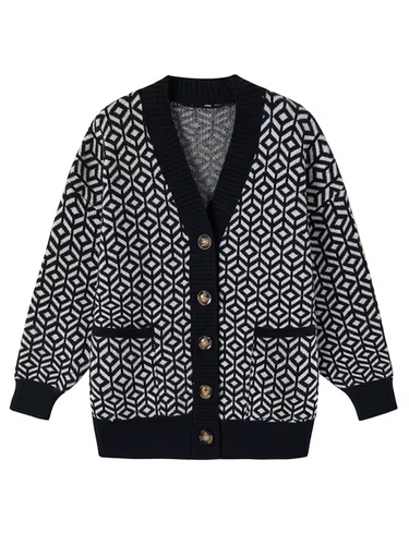 Drune | Strickjacke mit geometrischem Muster und Knopfleiste