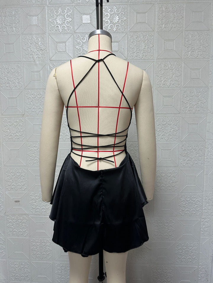 Drune | Halter einfarbig Strapskleid kurz