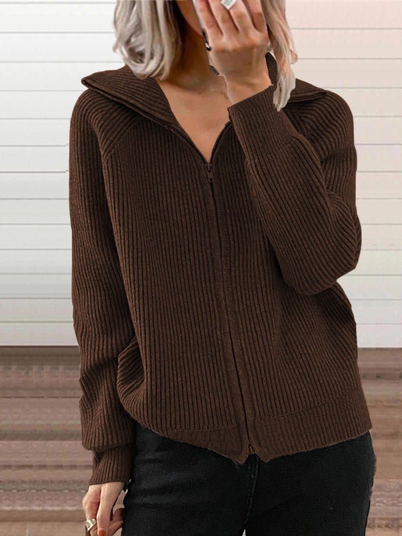 Drune | Dicke Baumwoll-Strickjacke mit Reißverschluss