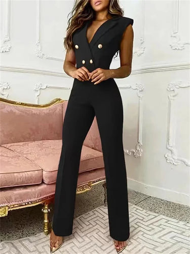 Drune | Jumpsuit mit V-Ausschnitt und Pied-de-Poule-Druck | Trendy und Elegant