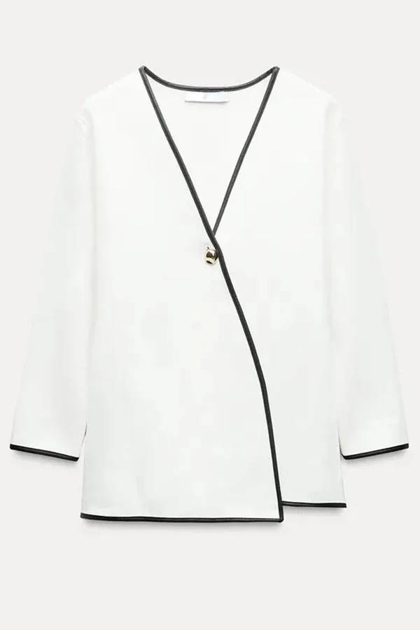 Drune | Meine Chancen Kontrastbesatz Goldknopf Langarm Lockeres Jacket