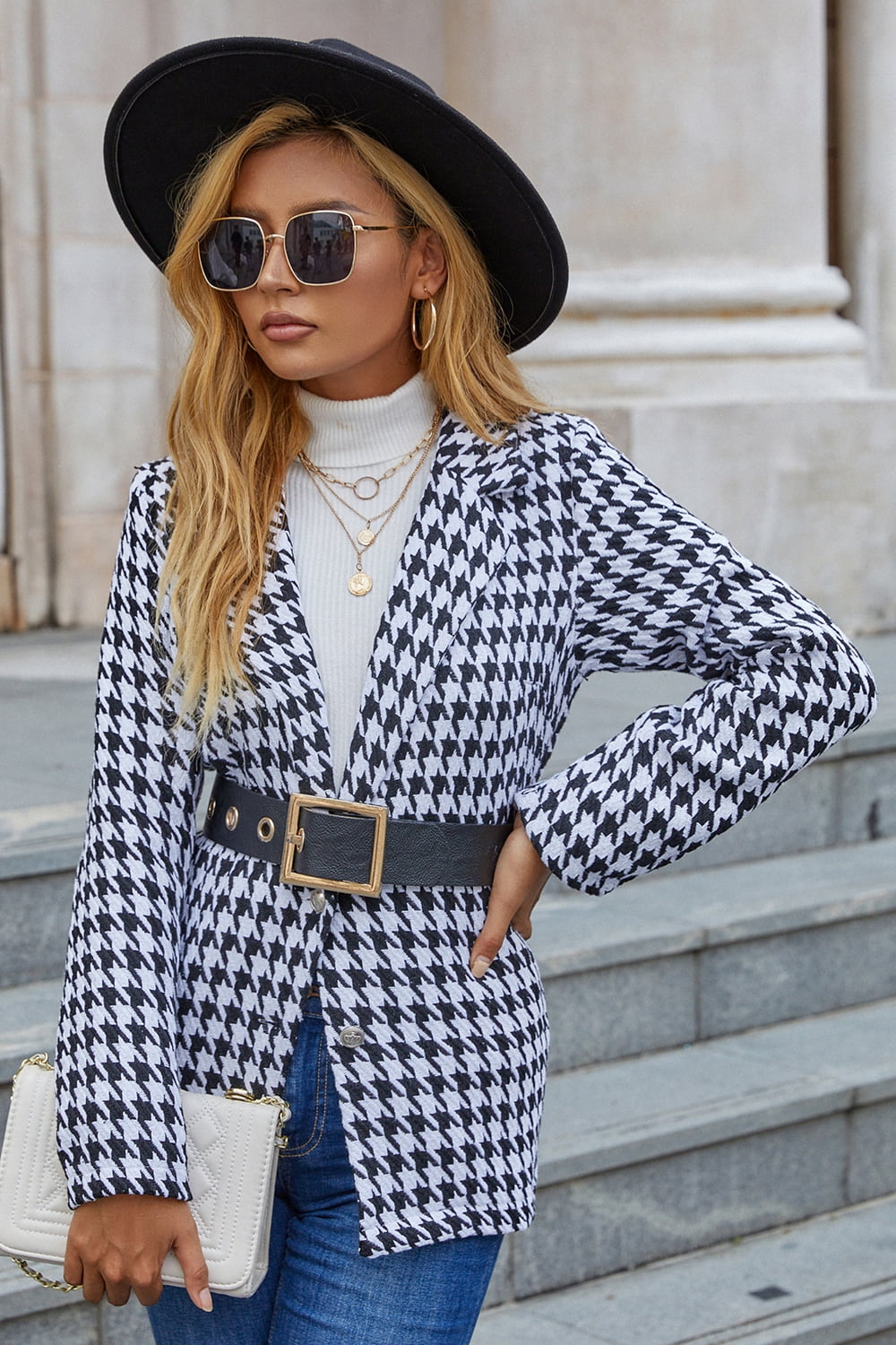 Drune | Hahnentritt Reverskragen Langarm Blazer