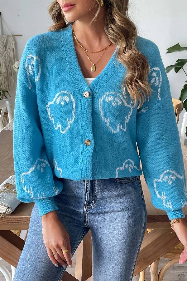Drune | Lockere lässige Cartoon Jacquard-Jacke