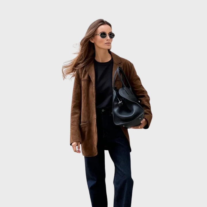 Drune | Elegante und warme Jacke mit braunem Wildlederrevers