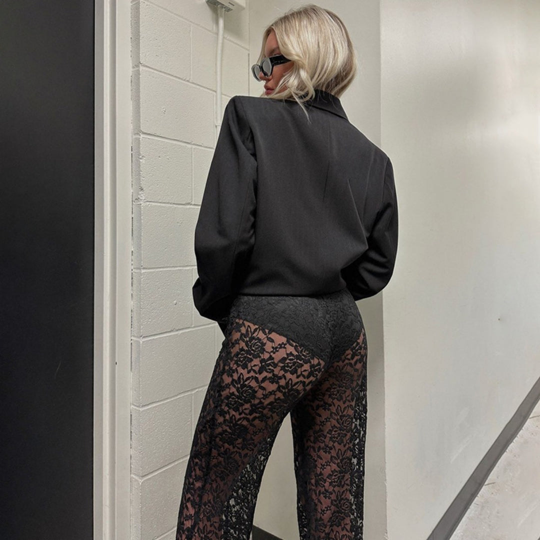 Drune | Spitze Perspektive hohe Taille Spleißen lange gerade Hose