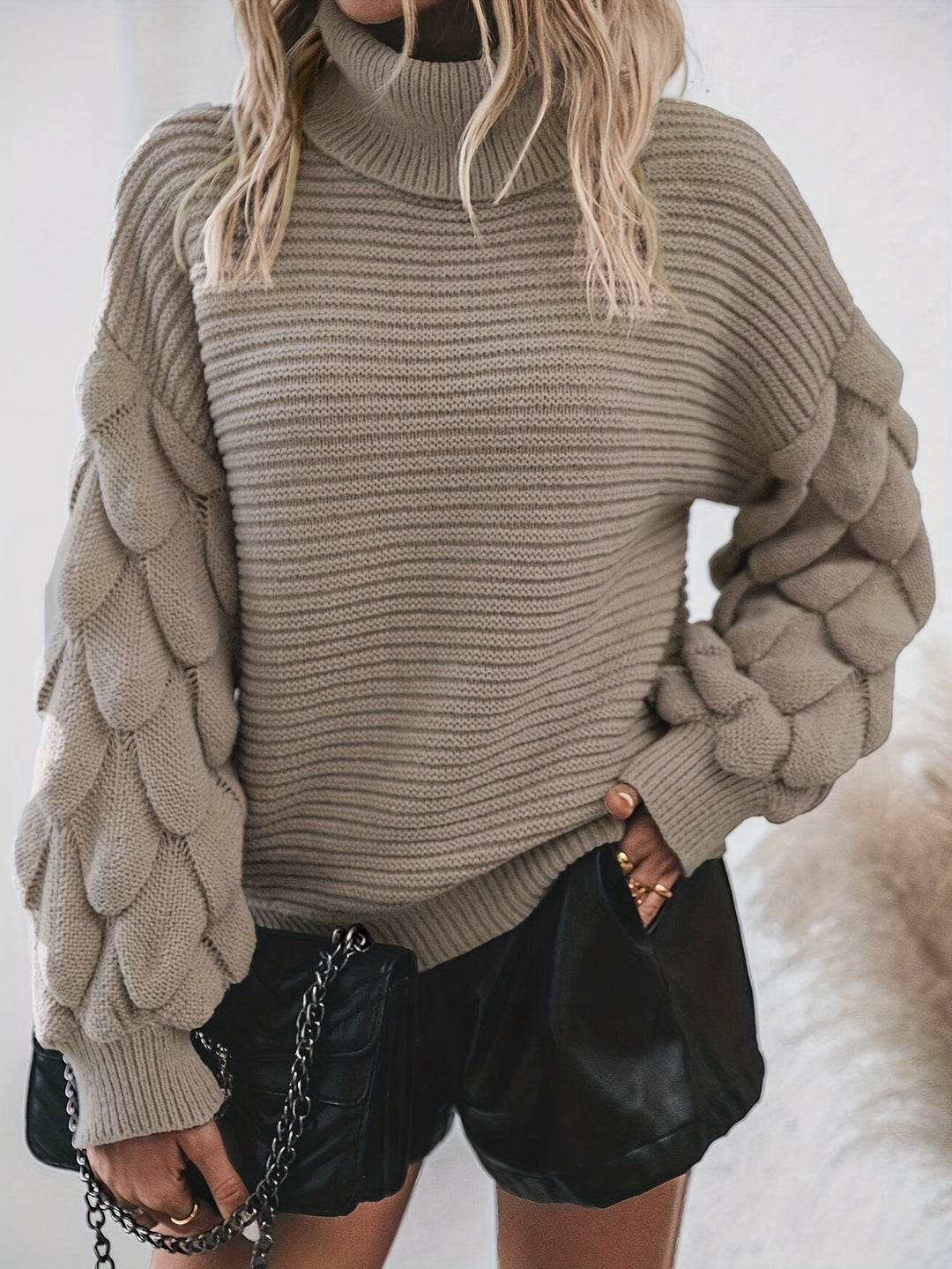 Drune | Strickpullover mit Hohem Kragen Weich und Elegant Einzigartige Ärmel