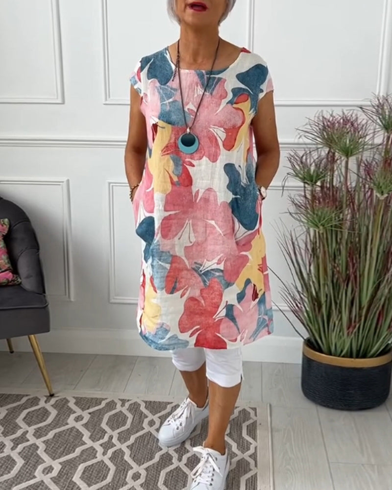 Drune | Lässiges Longtop mit Farbenfrohem Blumenprint