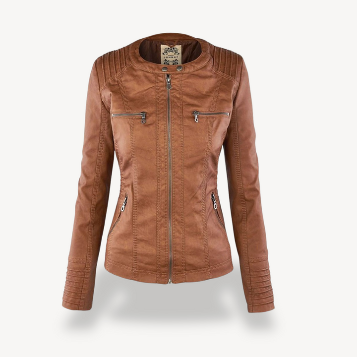 Drune | Damen wasserdichte Lederjacke mit Kapuze