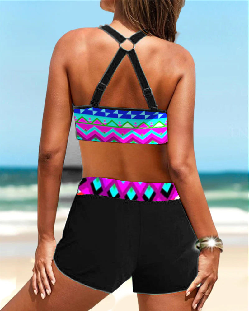 Drune | Hoch Geschnittene Bikinis mit Geometrischem Print