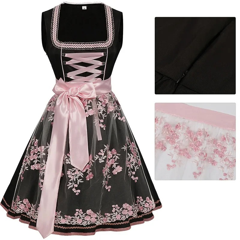 Drune | Damen Traditionelles Kleid mit Blumenstickerei