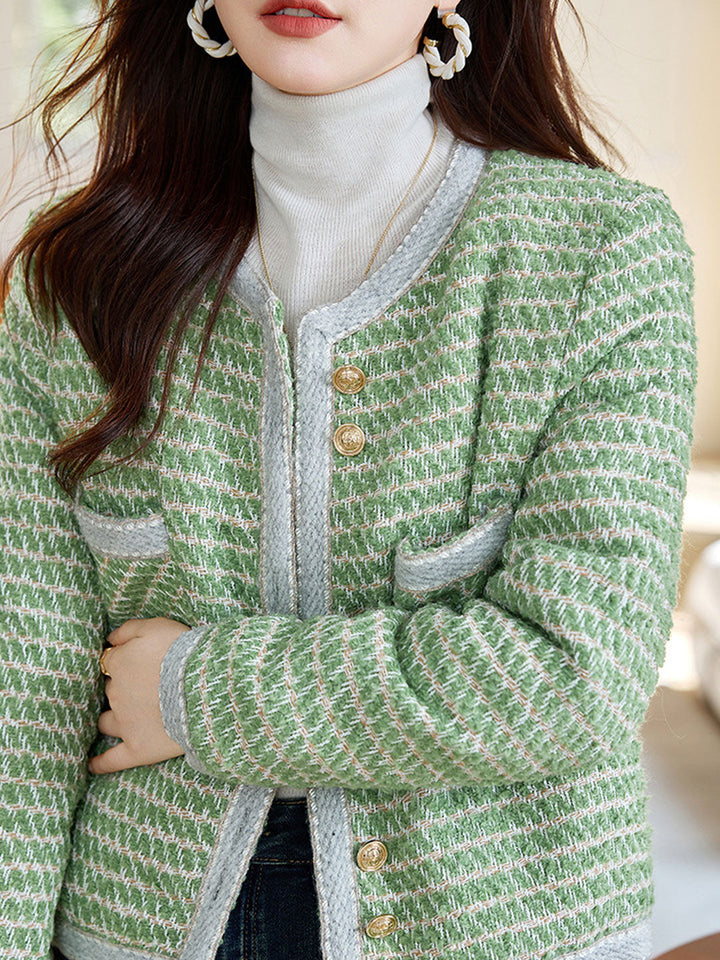 Drune | Klassische Rundhalsgarnknopf-Tweedjacke