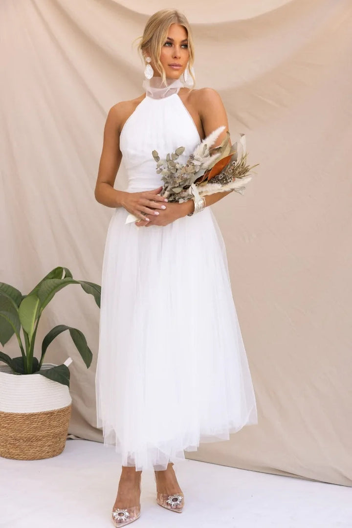 Drune | Halter Tüll Midi Kleid