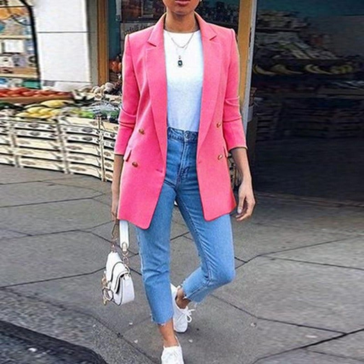 Drune | Damen Blazer Eleganter Longblazer Mit 3/4 Ärmeln, Ideal Für Business Looks