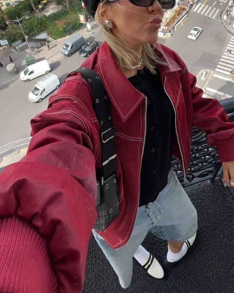 Drune | Übergroße Genähte Lederjacke